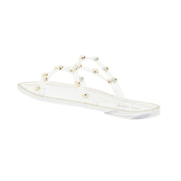 Steve Madden 'Nonni' Pearl-Strap Jelly Slide Sandals with Crystal Trim, Clear - Picture 2 of 2